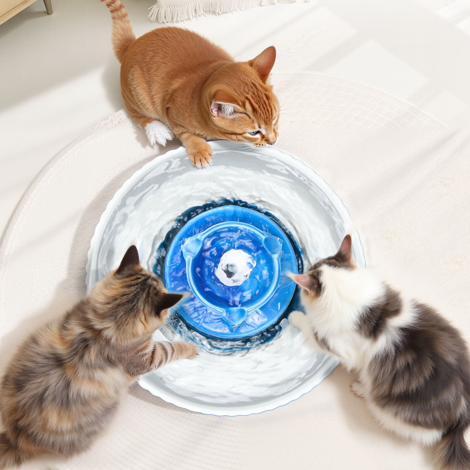 Ceramic Cat Water Fountain 2.1L/71oz Cupcake Pet Fountain For Cats & Dogs