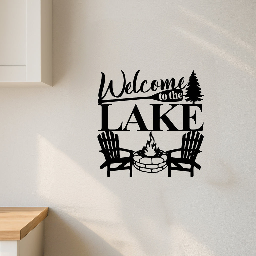 Welcome To The Lake Elegant Metal Wall Art