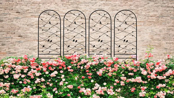 4 Pack Metal Garden Trellis 86.7" X 19.7" Rustproof Trellis For Climbing Plants Outdoor Flower Support Bird Deco Black