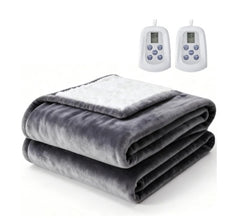 Edx Electric Heated Blanket, Dual Zone Control, 10 Heat Settings, Auto-Off, Flannel Sherpa Fabric