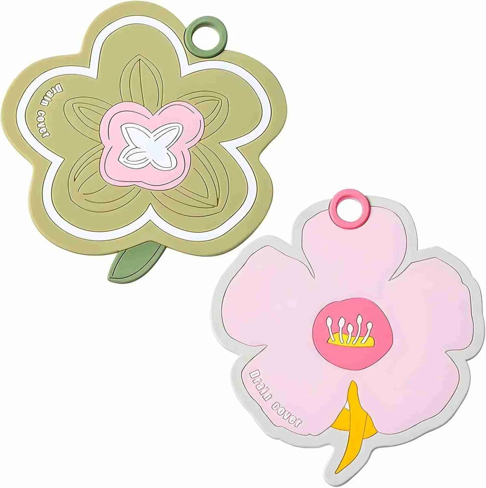 2PCS Flower Shaped Silicone Bathtub Drain Cover, Flat Drain Plug For Kitchen, Bathtub And Laundry, Toddler Bath Essentials, Kids Bathtub Accessories Bathroom Accessories