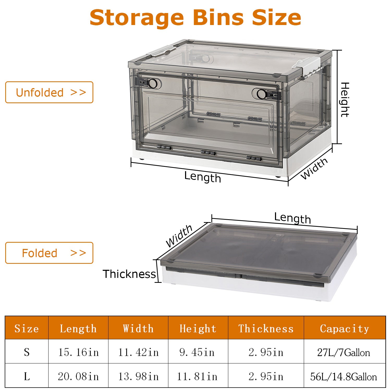 2 Packs Foldable Storage Bins Collapsible Storage Box Organizer Stackable Toy Container With Double Doors Top Lid Rolling Wheels For Clothes Toys Books