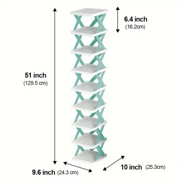 Entrance High And Narrow Shoe Rack, 9-layer Shoe Rack Can Put 9 Pairs Of Shoes, Space-saving Vertical Shoe Rack, Plastic Stackable Shoe Rack, Suitable For Wardrobe, Corridor, Bathroom, Dormitory, Chri