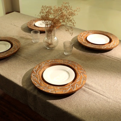 Handcrafted 13 Wood Charger Plate  Wooden Dinning Placemat Artisan Wood Tableware
