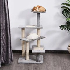 5-Level Revolving Stair Cat Tree Scratcher Climbing Activity Tower With Play Center And Resting Perch - Gray