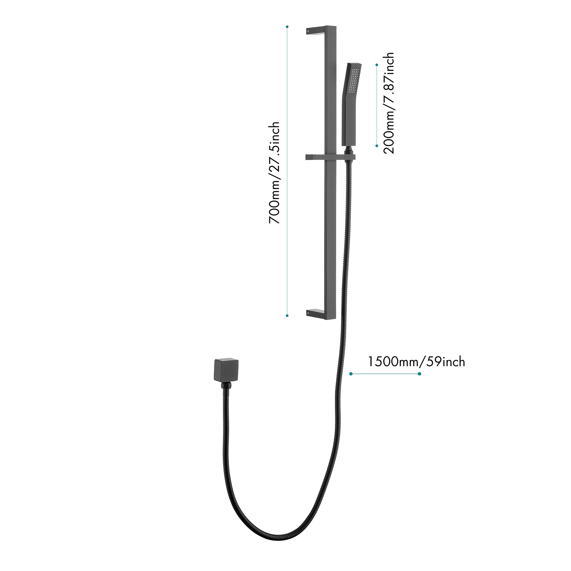 Environmentally Friendly Handheld Showerhead With 28 Inch Slide Bar And 59 Inch Hose
