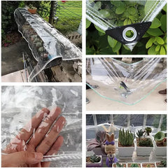 6.23ft*9.48ft Transparent Tarpaulin With Rope Edging, A Must-have For Greenhouse Film Coverings. It's Durable And Provides An Optimal Plant Growth Environment.