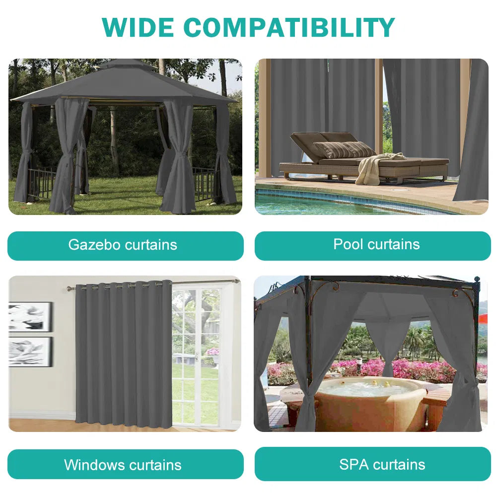 50 In. X 84 In. Indoor Outdoor Grommet Curtain 1 Panel - 3 Color Options Available