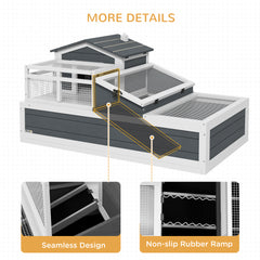 3-Room Tortoise Habitat House w/ Balcony & 2 Stories, 44" x 25.5" x 23", Gray