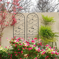 2 Pack Metal Garden Trellis 86.7" X 19.7" Rustproof Trellis For Climbing Plants Outdoor Flower Support Bird Deco Black