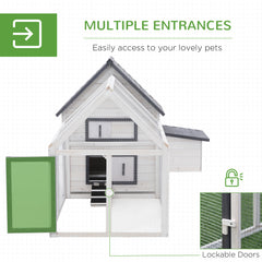 65" Chicken Coop Wooden Chicken House Rabbit Hutch Poultry Cage Hen Pen Backyard with Nesting Box, Ramp, Run