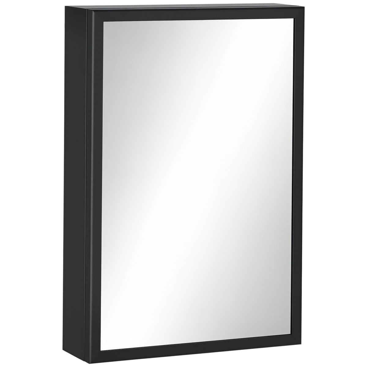Wall-Mounted Medicine Cabinet with Mirror, Stainless Steel Bathroom Mirror Cabinet Wall Mounted with Storage Shelves for Living Room and Laundry Room, Black