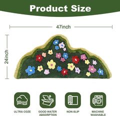 Cute Green Moss Bathroom Runner Rug Long Rectangular Boho Aesthetic Leaf Leaves Bath Mat Shaggy Non Slip Absorbent Shower Mat Decor