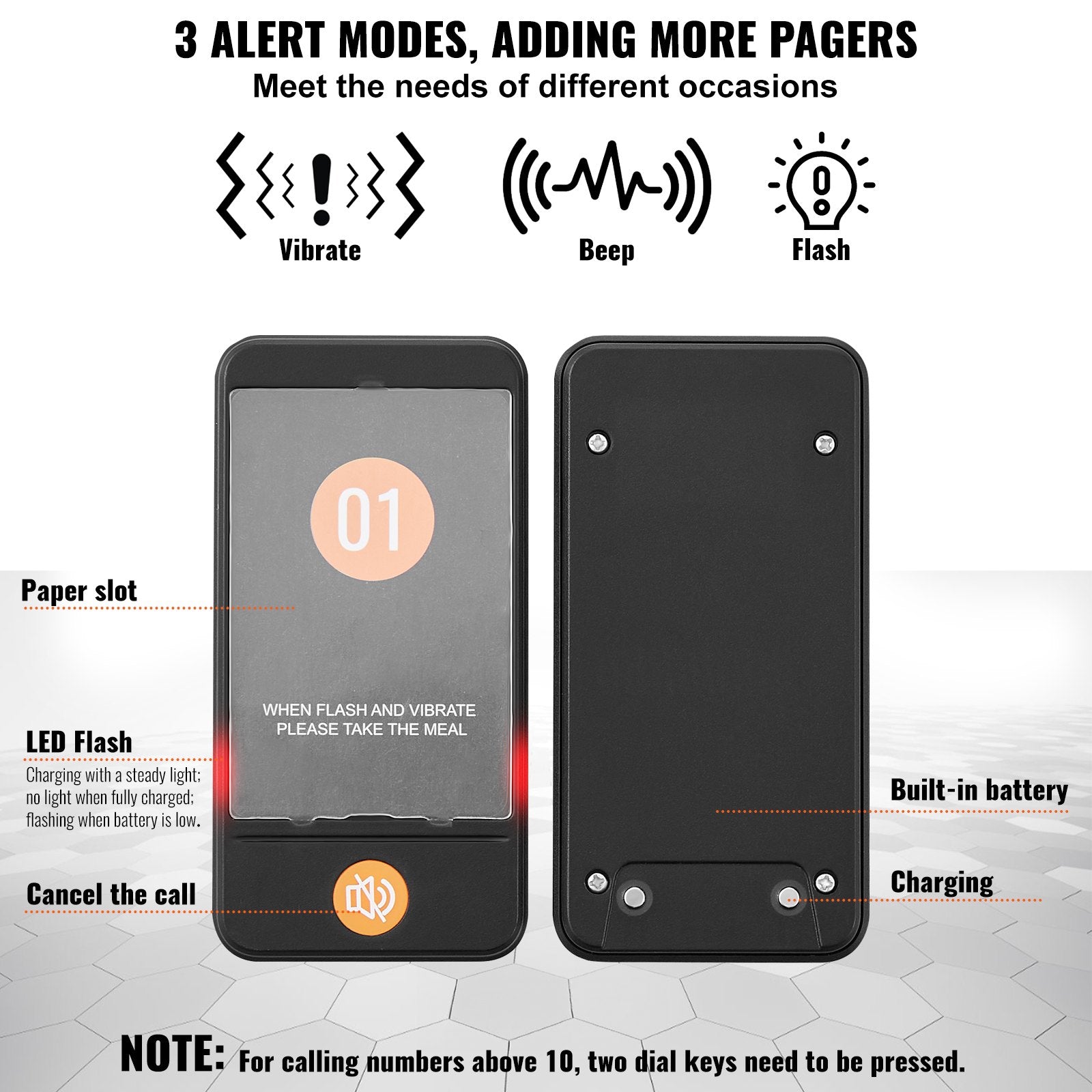 Restaurant Pager System, Wireless 400m Long Range Lineup Waiting Queue Signal, Guest Customer Calling Beepers With Vibration & Flashing, 24 Buzzers For Food Truck, Church, Nursery, Hospital