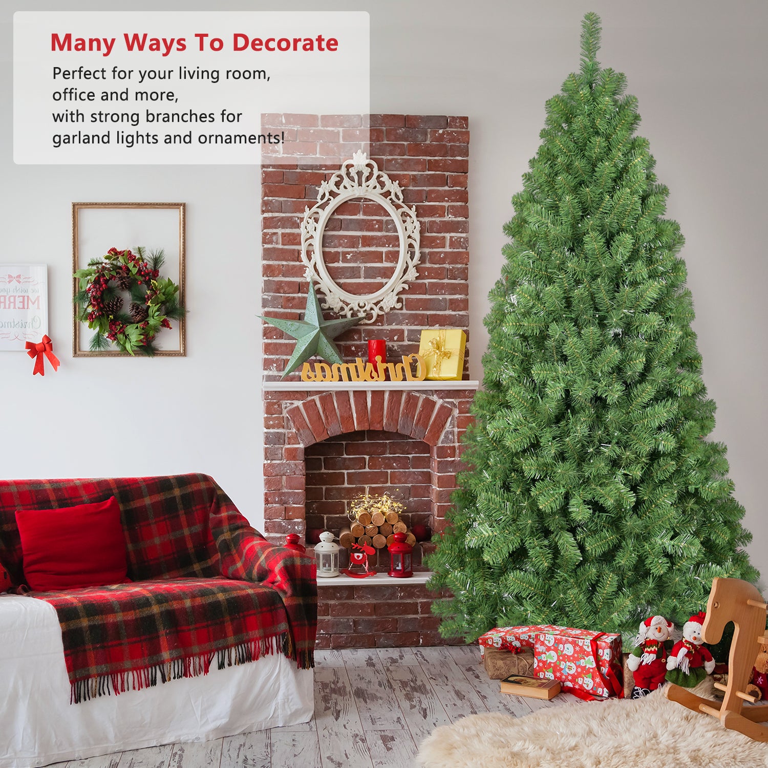 Artificial Tree, White Flocked Pine Premium Christmas Tree, Lifelike PE&PVC Mixed Tips