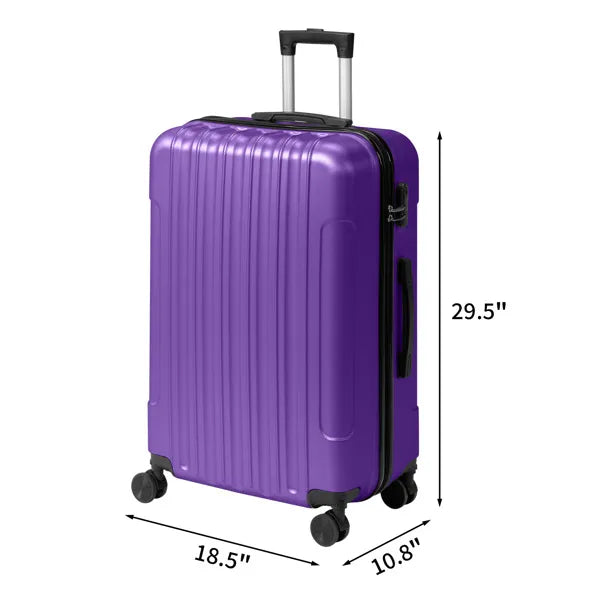 Three-in-one Textured Frosted Case Shell, Non-TSA Customs Lock, 28-inch Detachable Wheels, ABS Trolley Case, 20in, 24in, 28in, ABS, All-color Purple