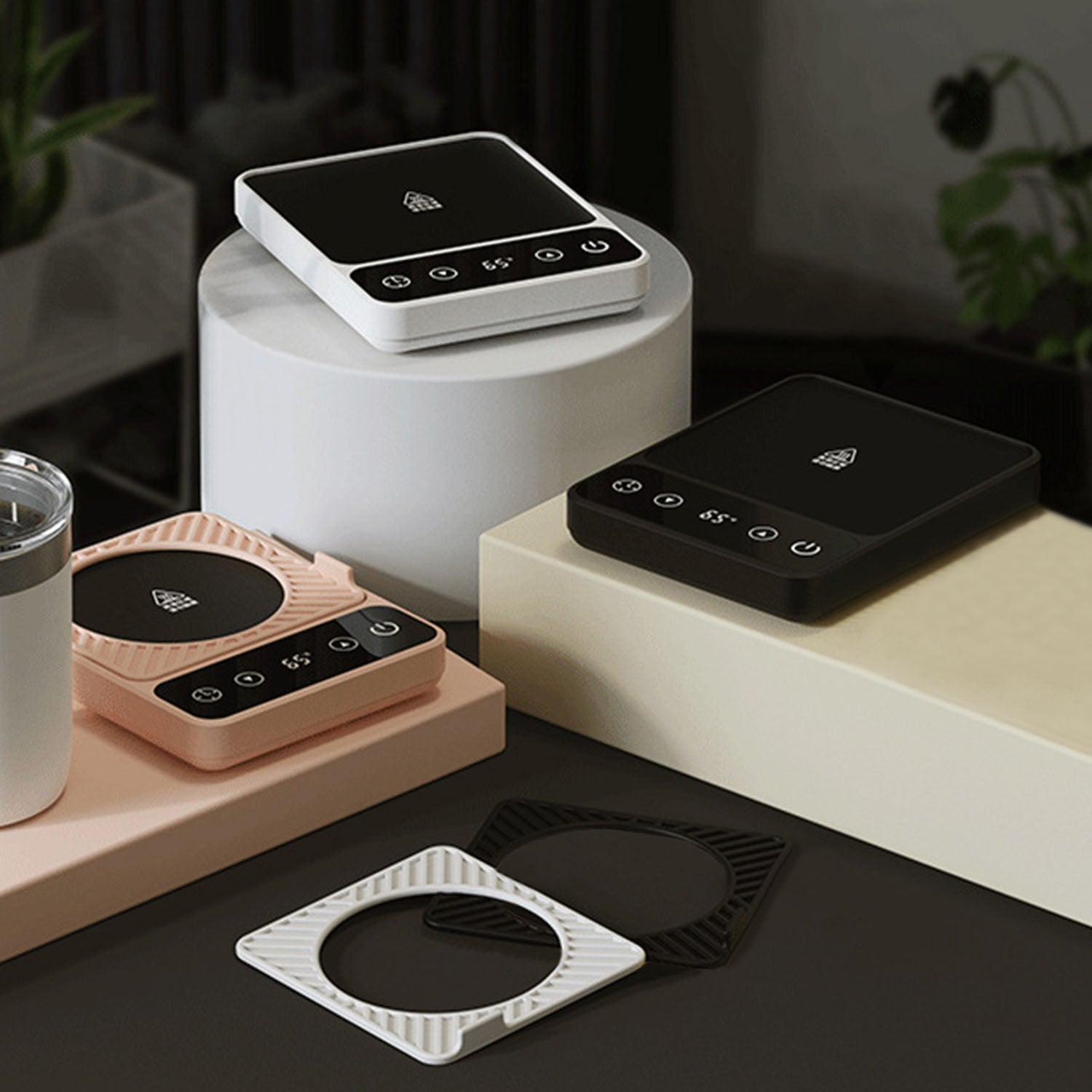 3 Colors Options -- 1Pc Desktop Electric Mug Warmer Auto Shut Off Timer Setting 6 Temperature Levels Cup Warmer For Milk Tea Cup Heating Plate