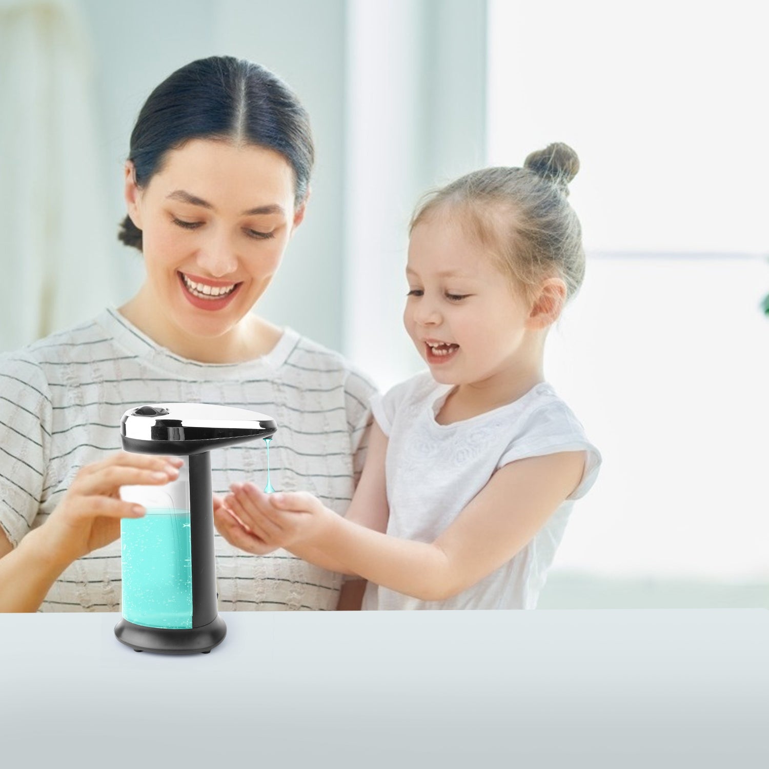 1Pc Automatic Soap Dispenser 400ML 16.9OZ Anti-slip Sensor Refillable Hand Gel Desktop Dispenser 2 Drop Volume Adjustment