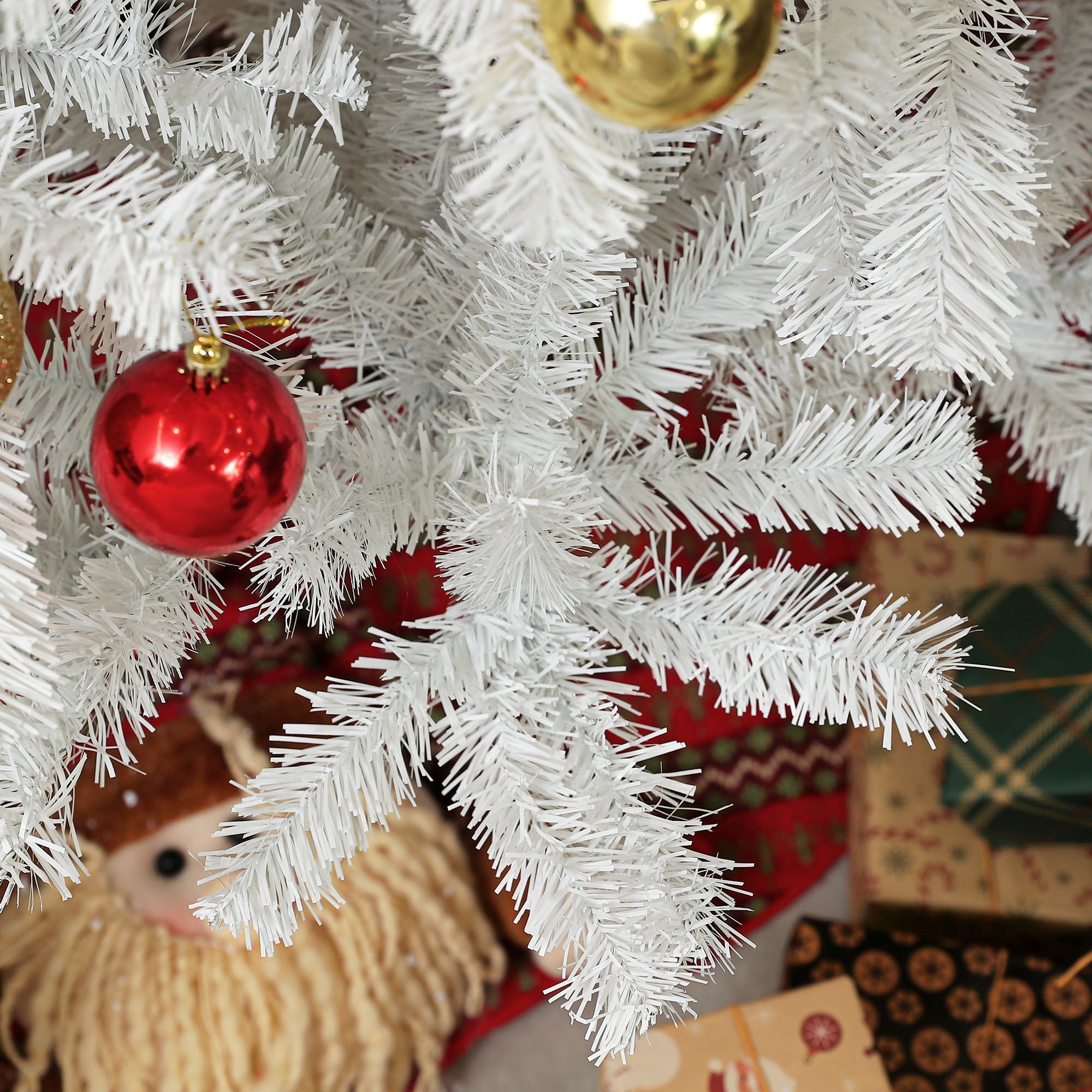 9ft Unlit Artificial White Christmas Tree, Holiday Décor with 2132 Branch Tips, Auto Open and Steel Base