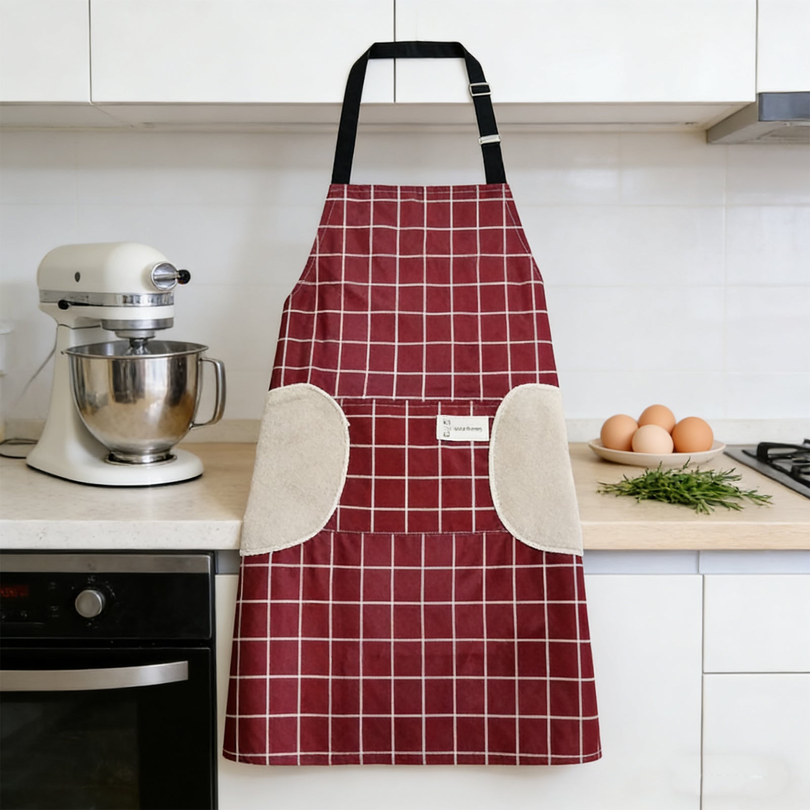 Plaid,Apron,Red 3327