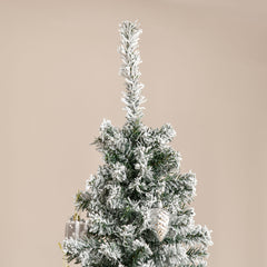 HOMCOM 7.5' Tall Unlit Snow-Flocked Slim Artificial Christmas Tree With Realistic Branches And 738 Tips