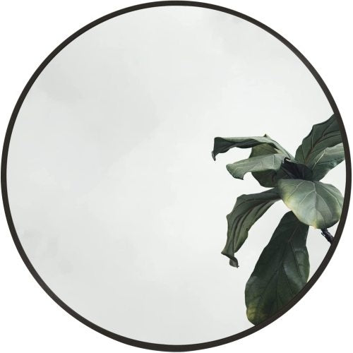 Black  16 Inches Metal Round Bathroom Mirror