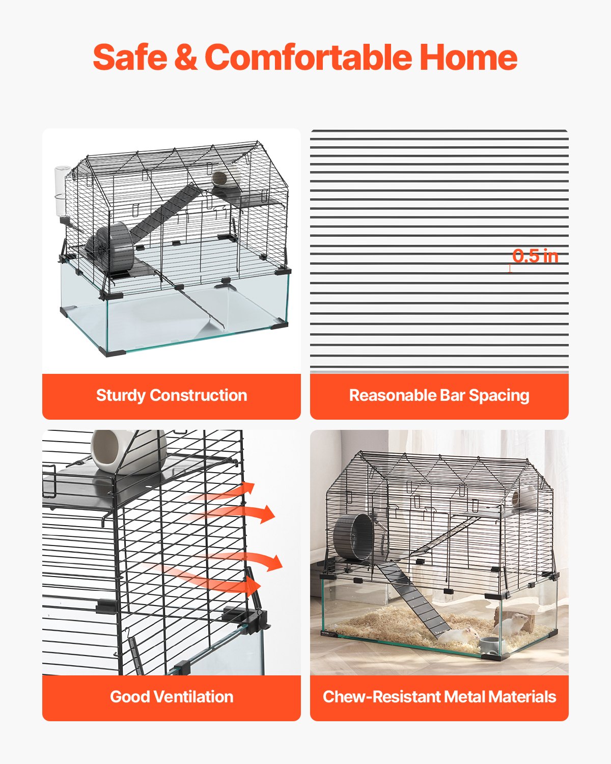 Wire Hamster Cage Habitat 22.8in Pet Rodent Gerbil Mice Small Animal House