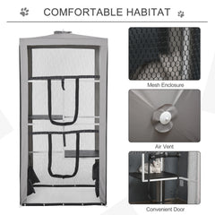 H Cat House Kitten Enclosure Playpen Frame with 3 Platforms