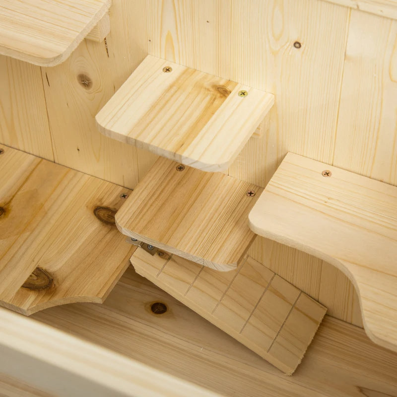 5-Tier Wooden Hamster Cage Mice Habitat Rat Habitat With Openable Top, Front Door And Storage Shelf
