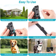 2 In 1 Wireless Electric Dog Fence Waterproof Pet Shock Boundary Containment System Electric Training Collar For Small Medium Large Dogs