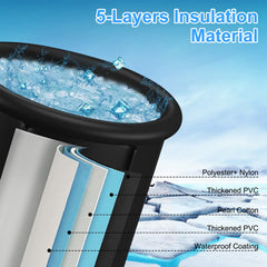 1Pc 97Gal Large Size Ice BathTub With Cover For Adults Athletes Recovery Cold Water Therapy Outdoor Portable Cold Plunge Tub 660LBS Load Capacity 33.46x33.46x29.52in