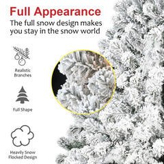 Unlit Artificial Christmas Tree Snow Flocked Fake Christmas Tree With Foldable Base