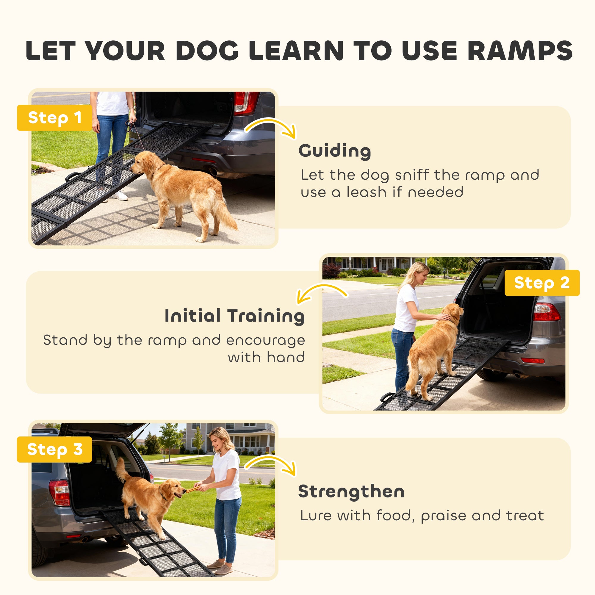 Dog Car Ramp, 75" x 20" Extra Long and Wide, Non-Slip Surface, Folding Portable Pet Ramp for Large, Small & Senior Dogs