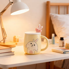 Rabbit Bow Ceramic Mug-Light Blue