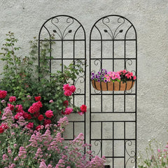 2 Pack Metal Garden Trellis 86.7" X 19.7" Rustproof Trellis For Climbing Plants Outdoor Flower Support Black