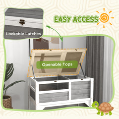 Tortoise Habitat with Shelf Storage Tortoise Gift Accessory with Weather Protection for Indoor, Light Gray
