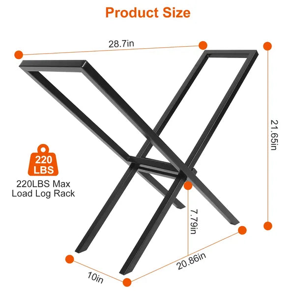 Firewood Log Rack 220LBS Steel Wood Lumber Storage Stacking Rack X Shape Storage Holder For Fireplace Firepit