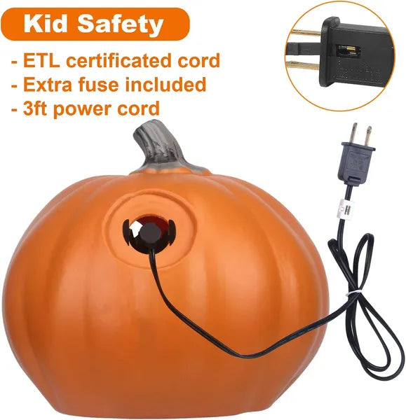 Lantern Halloween Pumpkin Lights- Waterproof Pre-lit Pumpkin Lighted JackoLantern For Halloween Porch, Party, Front Door, Fireplace Indoor And Outdoor Holiday Decorations, Sad Face, 10 Inch