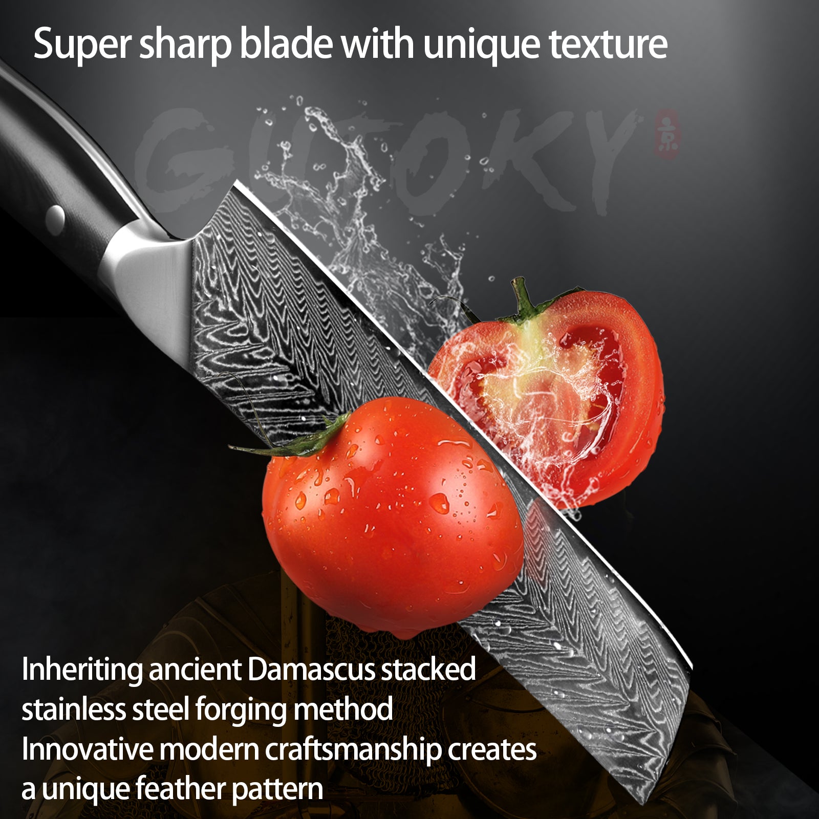 7 Inch Nakiri Knife, Damascus Steel With Feather Pattern Blade, Full Tang G10 Handle, Japanese Professional Vegetable Knife