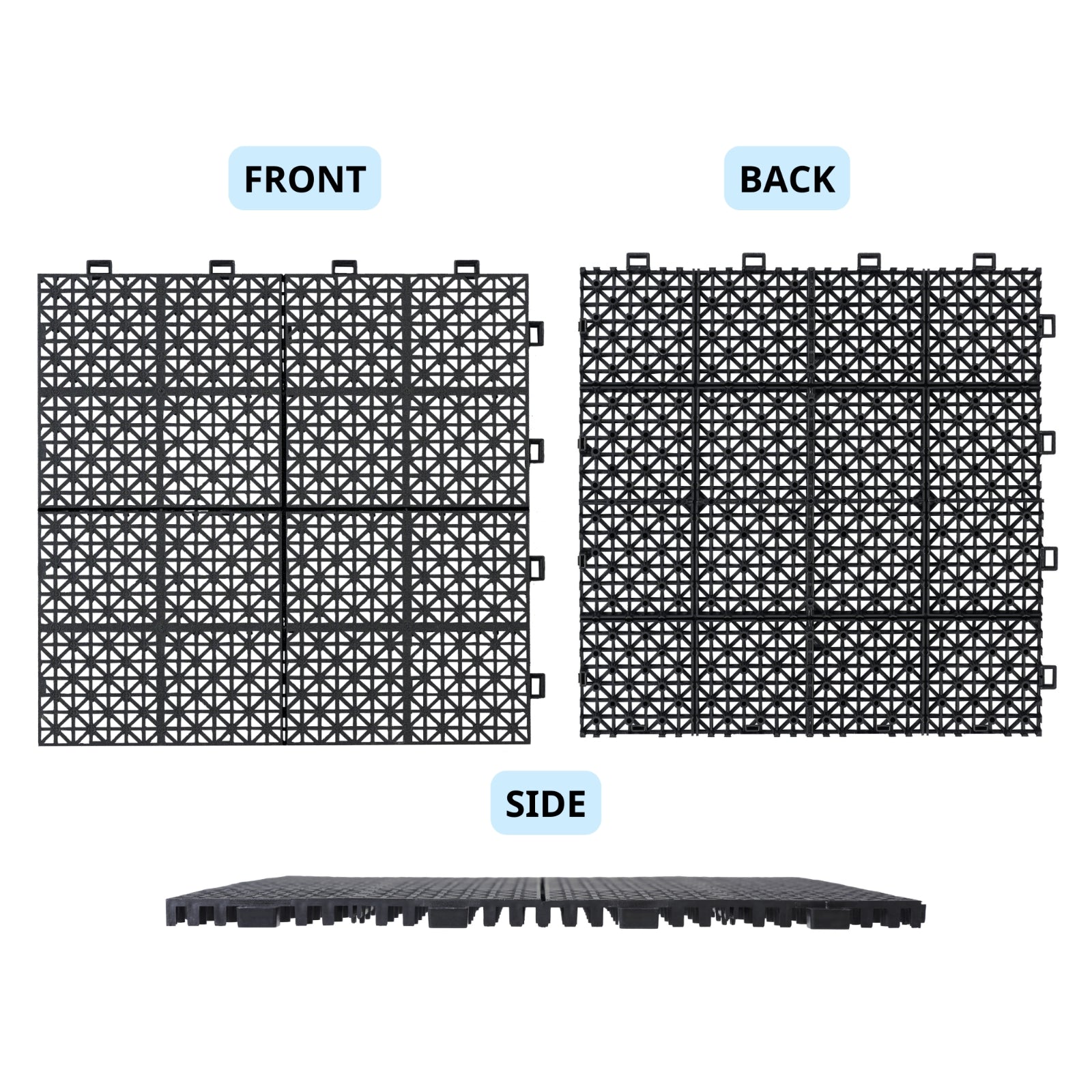 Waterproof Outdoor All-weather Anti Slip Bathroom Black Interlocking Deck