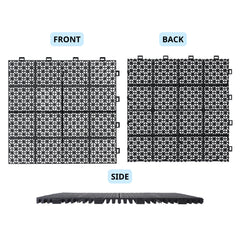 Waterproof Outdoor All-weather Anti Slip Bathroom Black Interlocking Deck