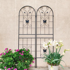 2 Pack Metal Garden Trellis 71" X 19.7" Rustproof Trellis For Climbing Plants Outdoor Flower Support Black