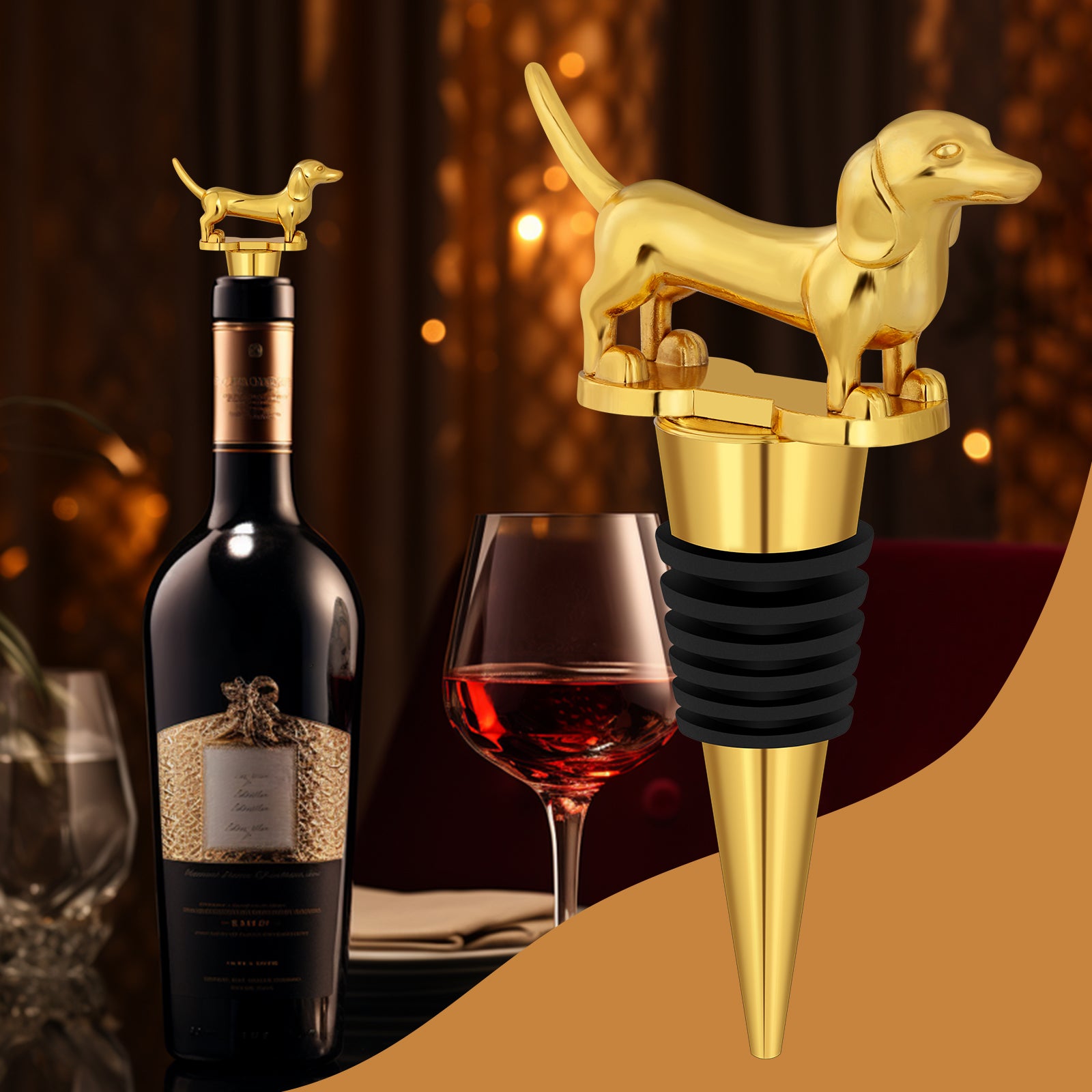 A Dachshund-shaped Red Wine Stopper, A Household Wine Champagne Stopper, An Interesting Dachshund Dog Wine Stopper, Suitable For Men And Women's Birthday Gifts, Halloween, Christmas, Father's Day, Mot