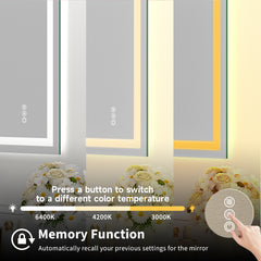 24x32 Inch Frameless Tempered Glass With Dual LED Light Strips For Front And Rear Illumination, Unable To Ship On Weekends, USPS, FedEx