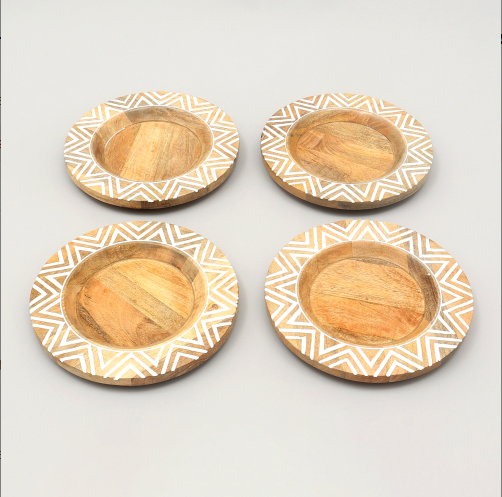Handcrafted 13 Wood Charger Plate   Wooden Dinning Placemat Artisan Wood Tableware