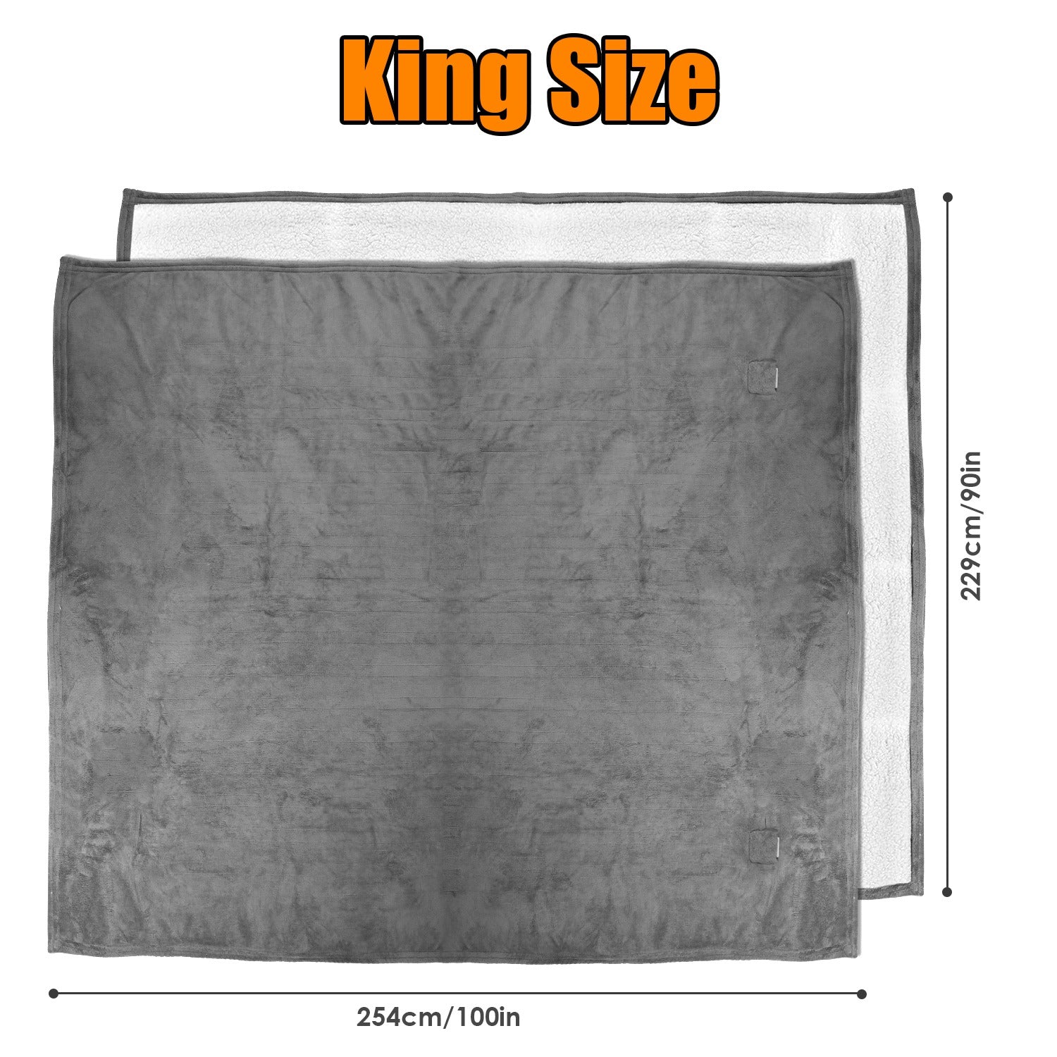 1Pc Electric Heated King Size Fleece Heated Blanket With Dual Controller 10 Heating Levels 10 Hours Auto Off Machine Washable For Home Office Usage 90x100in