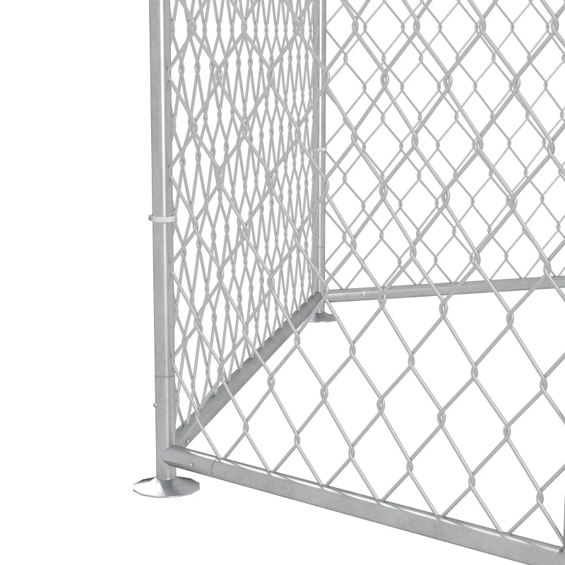 Dog Kennel Outdoor For Medium And Large-Sized Dogs With Lockable Door, Silver