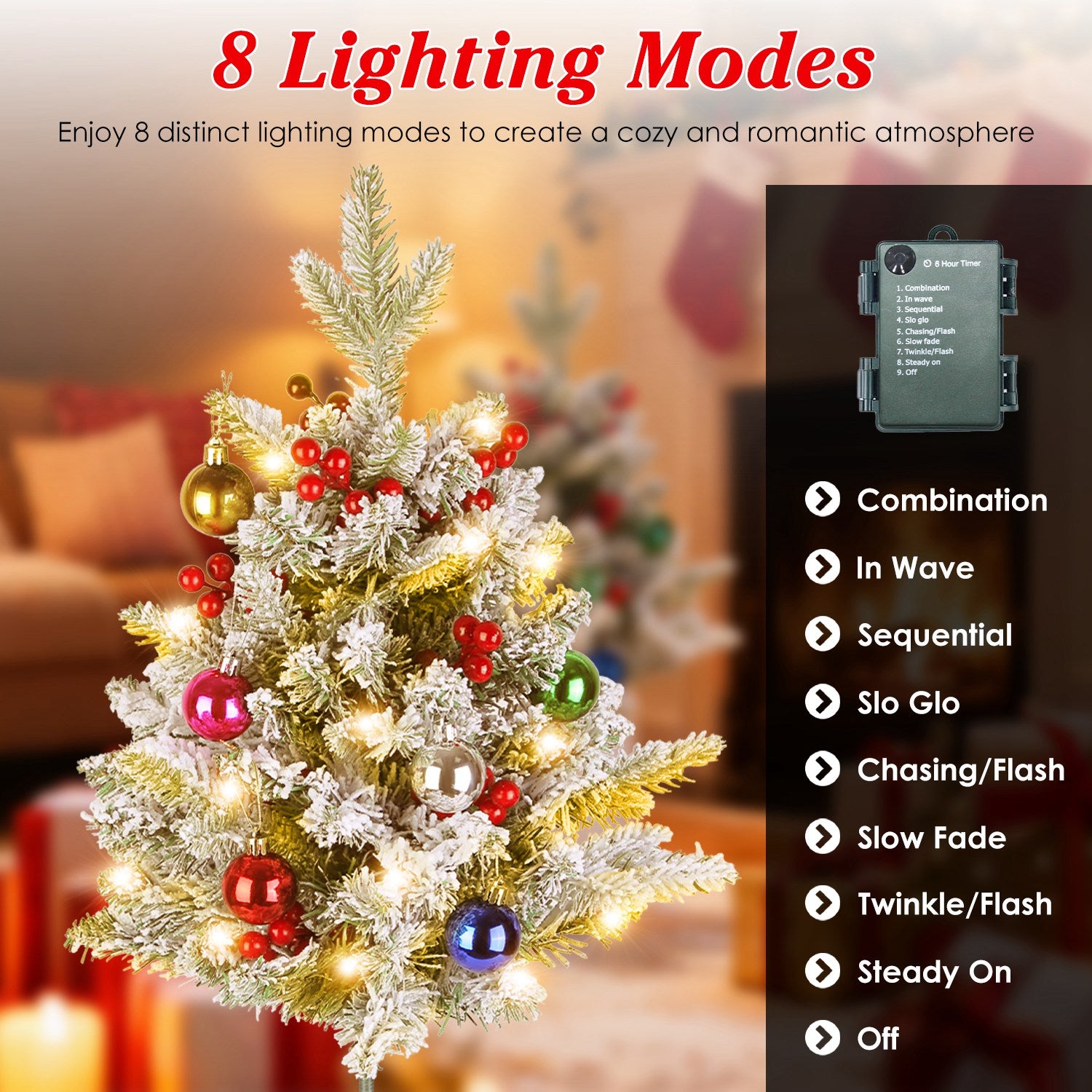 2Pcs Solar Powered Lighted Christmas Tree Urn Filler With Light Artificial Xmas Trees Light With Berries Decor Balls