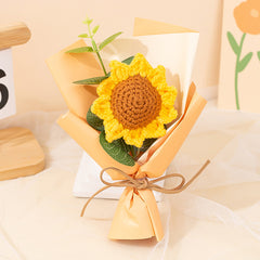 Mini Sunflower Hand-woven Bouquet Wool Knitted Flower Souvenir Teacher's Day Christmas Valentine's Day Gift