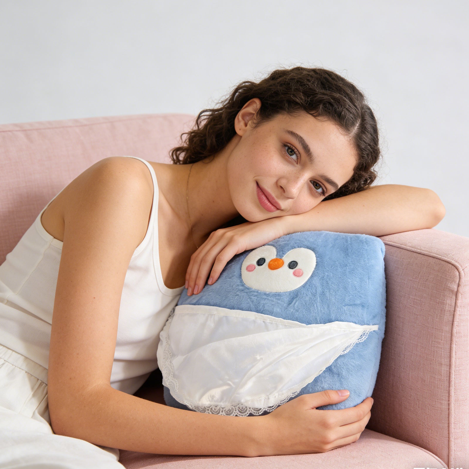 Penguin Back Pillow-Blue